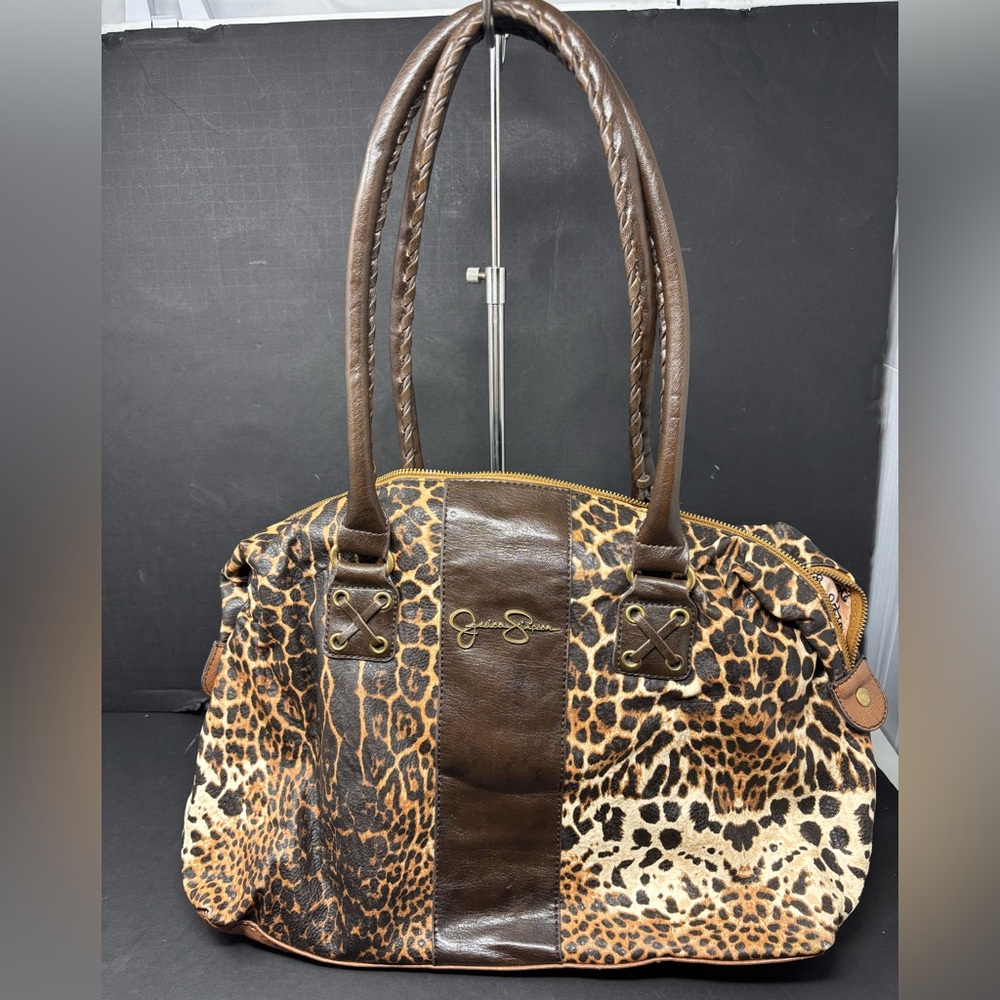 Jessica Simpson Leopard-Print Shoulder Bag in Brown and Cream